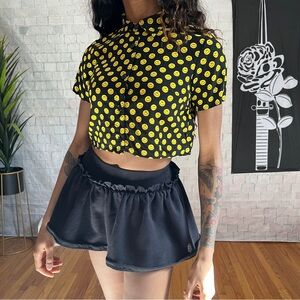 Smiley Face Button Down Crop Top